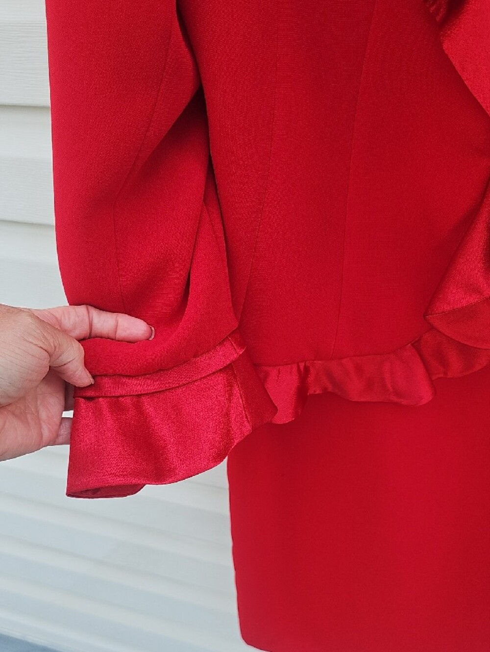Red Ruffle-Trim Midi Dress & Jacket Set - Picture 7 of 10